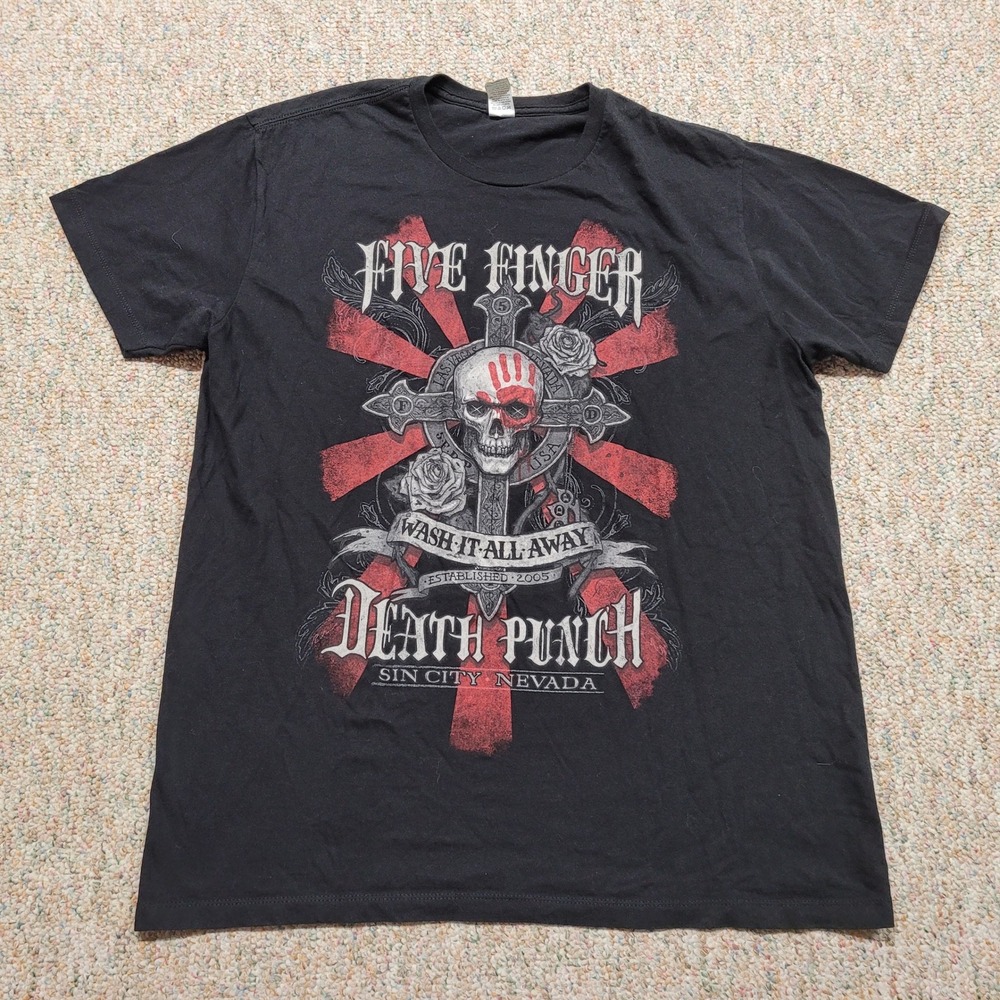 Five Finger Death Punch Shirt Mens XL Black Wash It All Away Skull Band Tee